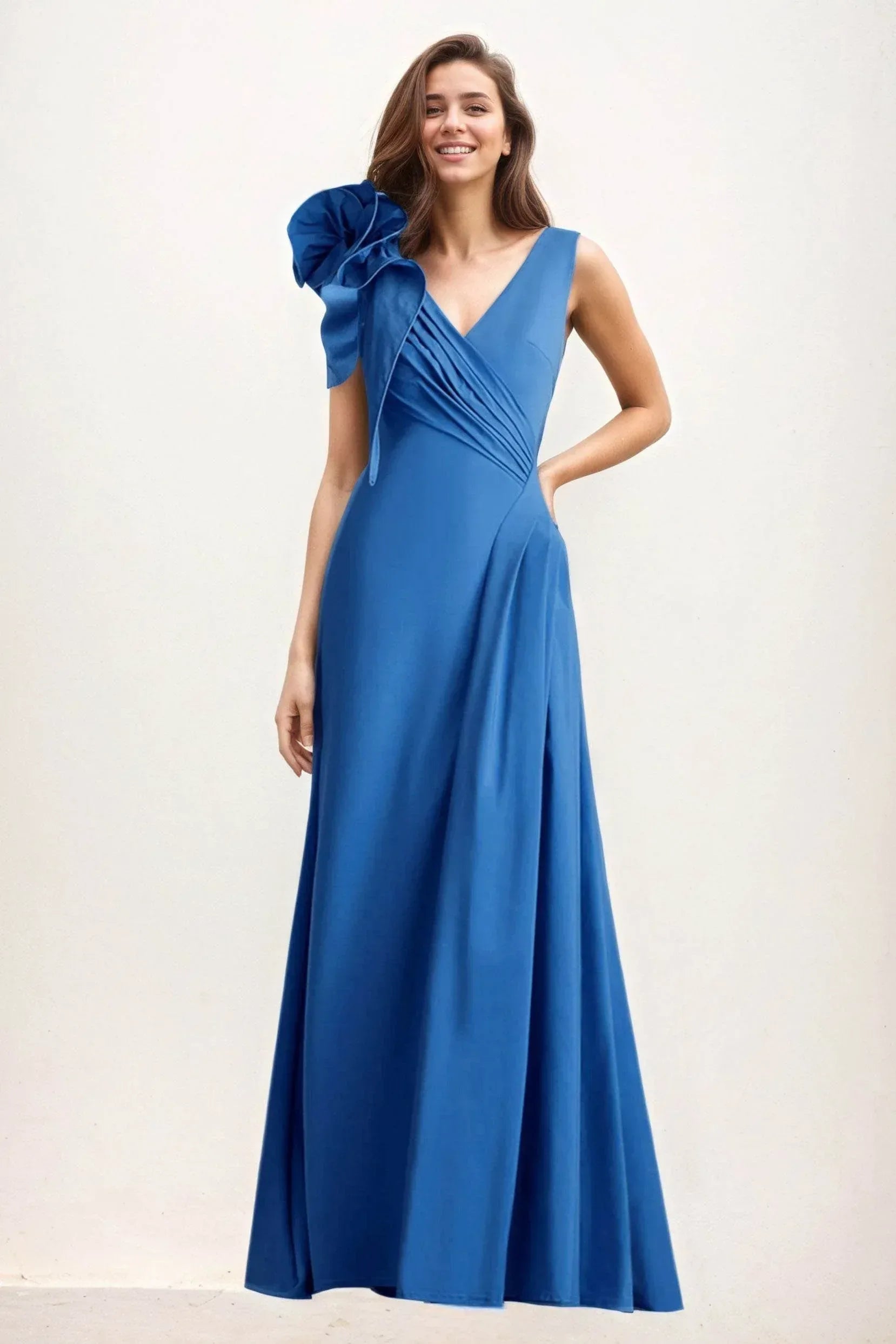 A-Line Maxi Elastic Cloth Wedding Guest Dress CG0275 - COCOMELODY